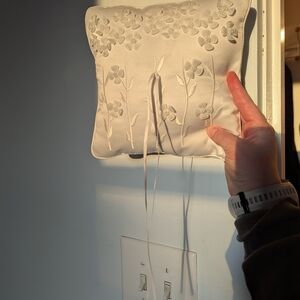 Embroidered Floral Ivory Pillow